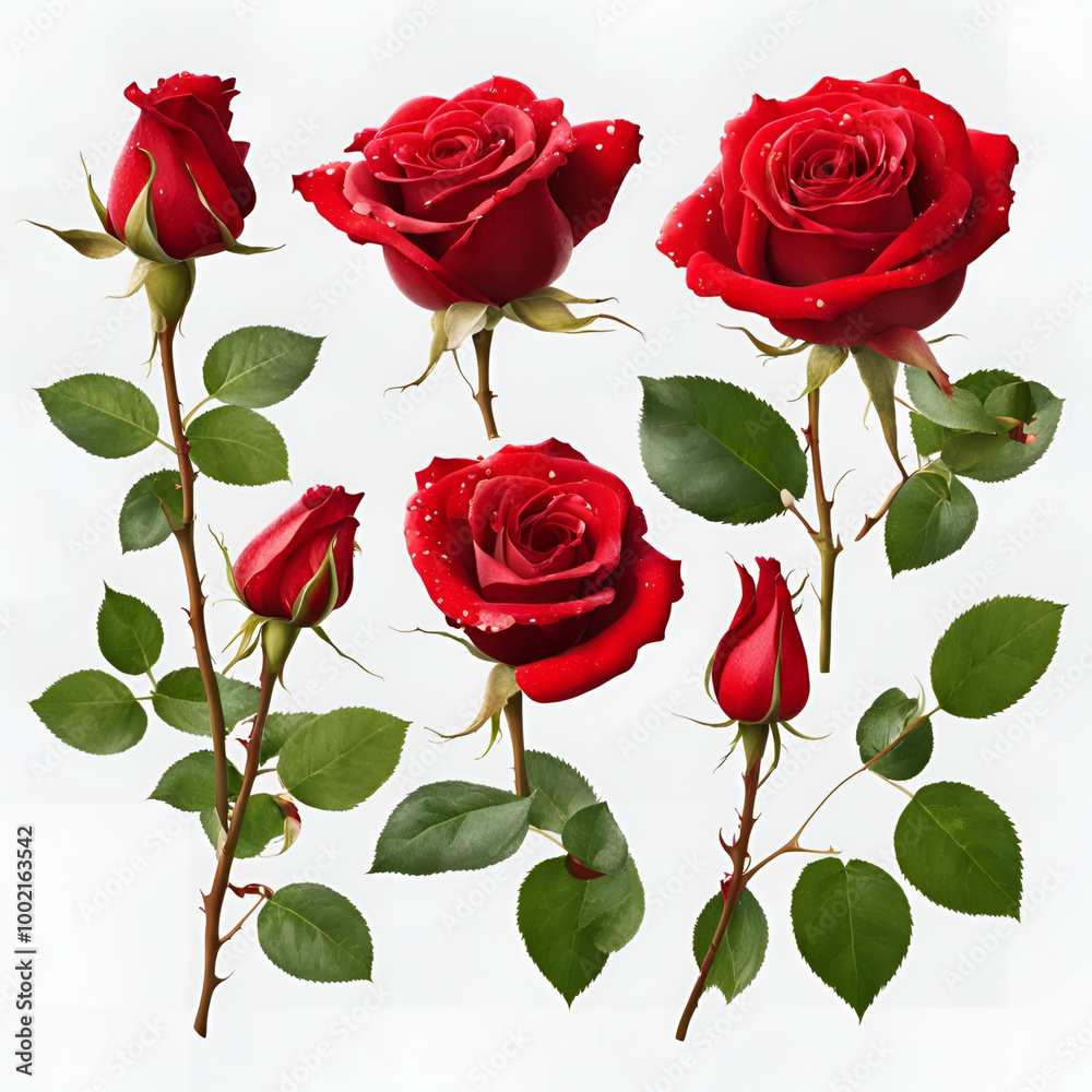 A beautiful collection of red roses in different stages of bloom, adorned with lush green leaves. These classic flowers symbolize love, romance, and elegance, perfect for any special occasion. A beautiful collection of red roses in different stages of bloom, adorned with lush green leaves. These classic flowers symbolize love, romance, and elegance, perfect for any special occasion.