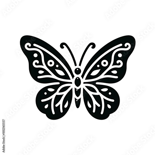 Butterfly Icon in Black Isolated in White Background. Butterfly Logo Symbol for Graphic Resources Vector Design