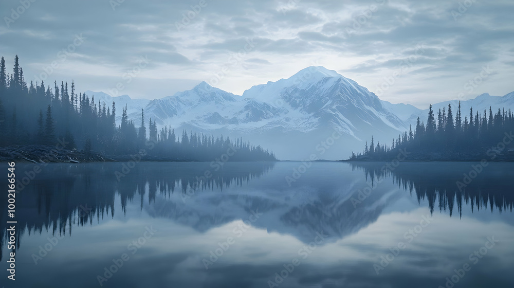 Fototapeta premium Serene Mountain Lake Reflection - Stunning Nature Photography