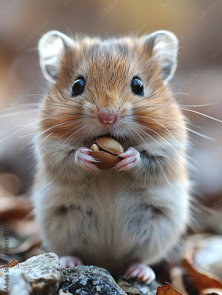 Tiny Hamster Nibbling on Sunflower Seed Tiny Hamster Nibbling on Sunflower Seed