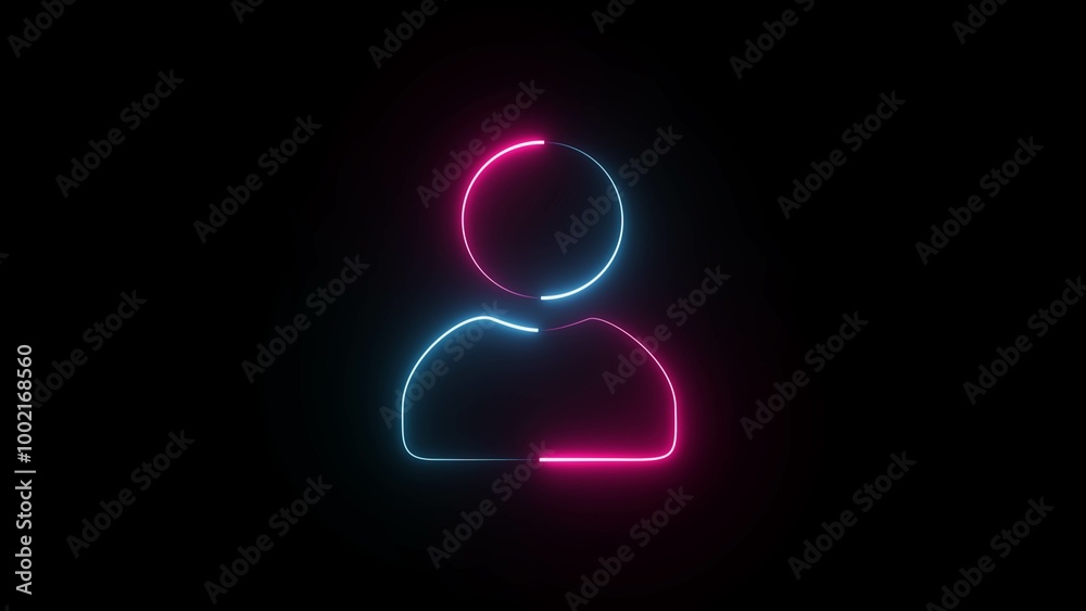 Neon line User icon illustration on the black background. People chatting line icon. User line icon, Neon line User icon illustration on the black background. People chatting line icon. User line icon,