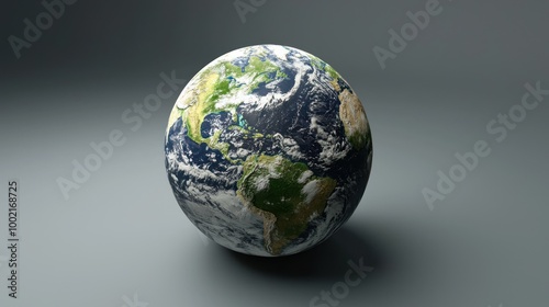 A 3D rendering of a worldwide globe, spinning slowly to showcase all continents.