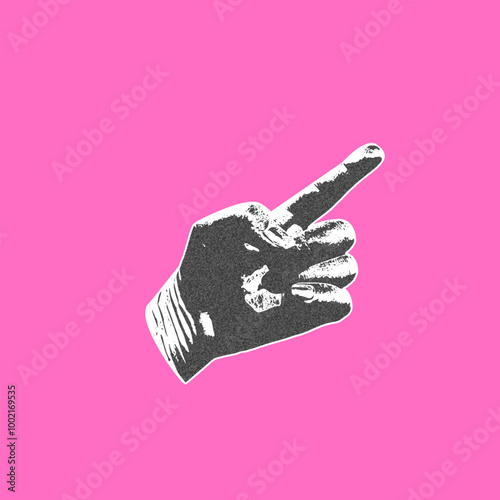 Vector in the style of a scanned photo with a hand with an index finger