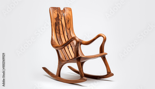 Modern Wooden Rocking Chair with Curved Backrest