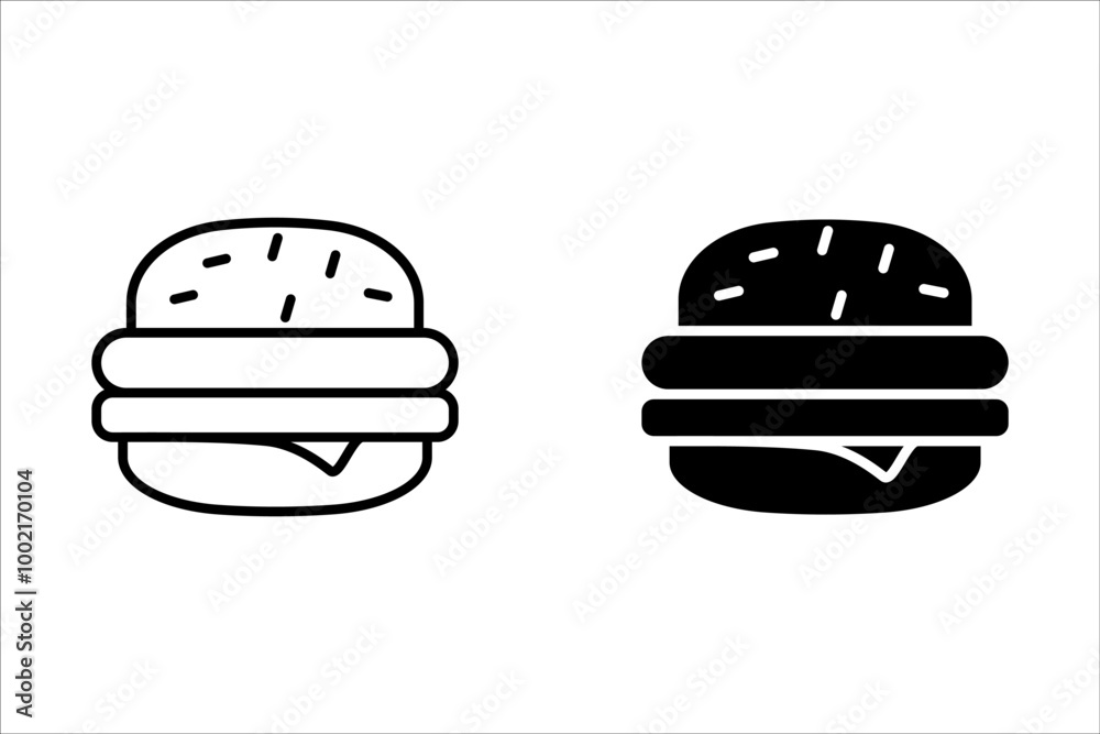 Burger icon set. cheese burger Symbol. hamburger sign. for mobile concept and web design. vector illustration on white background Burger icon set. cheese burger Symbol. hamburger sign. for mobile concept and web design. vector illustration on white background
