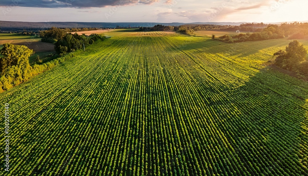 aerial view of soybean field with lush green plants sustainable agriculture and crop production
