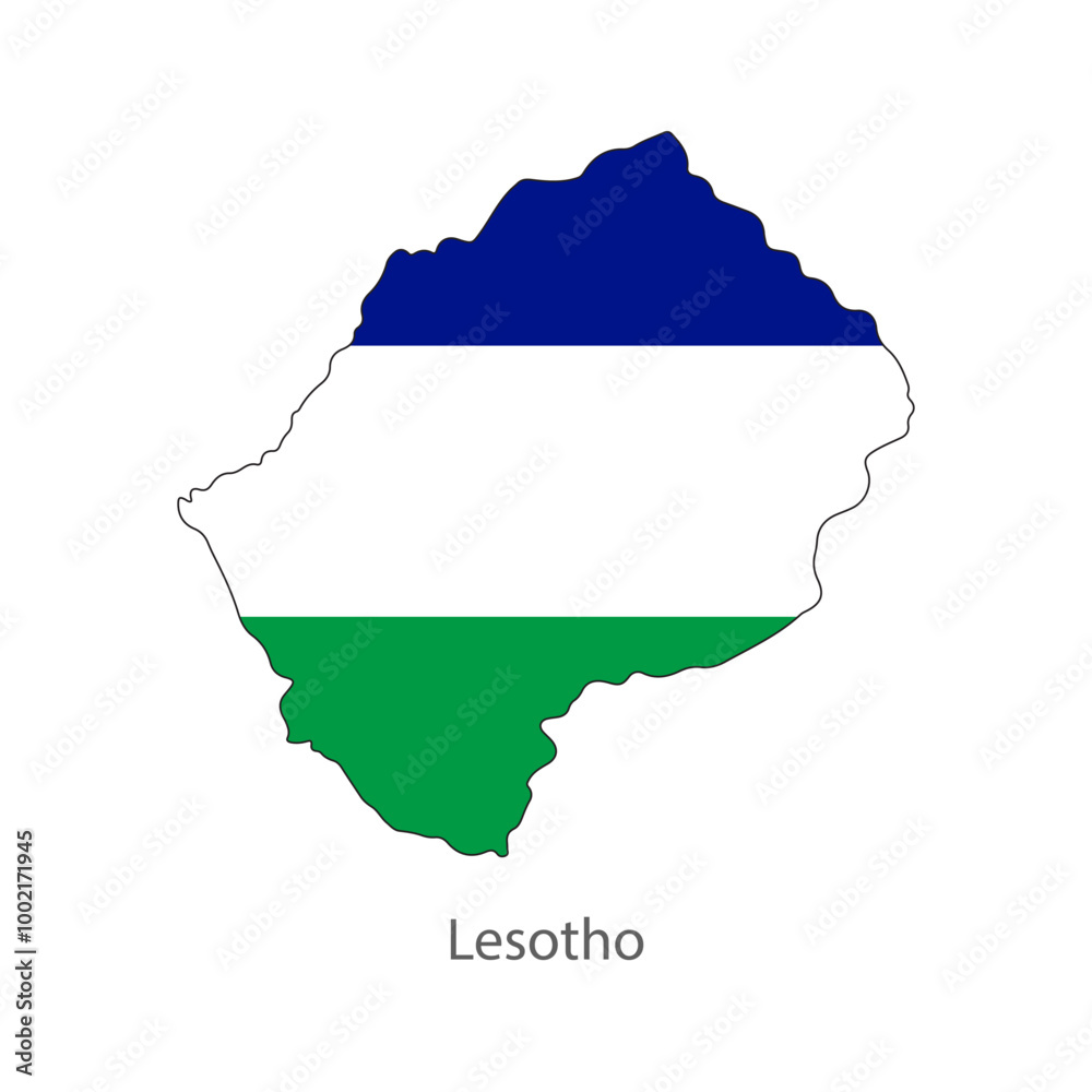 Lesotho modern map vector, illustration. Map in Lesotho flag color.