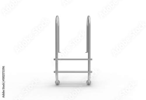 swimming pool ladder front view with shadow 3d render