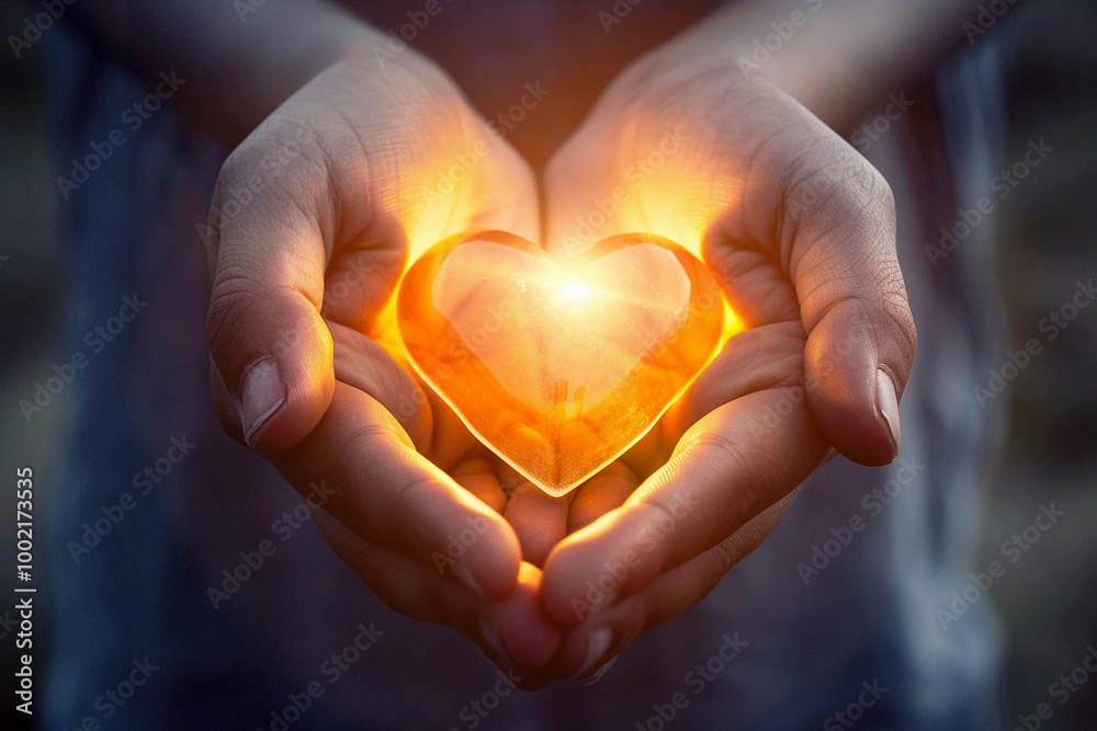 Fototapeta premium Beautiful decorative heart in strong human hands