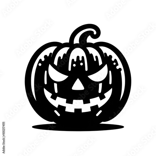 AI Generated Halloween Pumpkin in Black Isolated in White Background. Jack o lantern pumpkin logo symbol for graphic resources vector design
