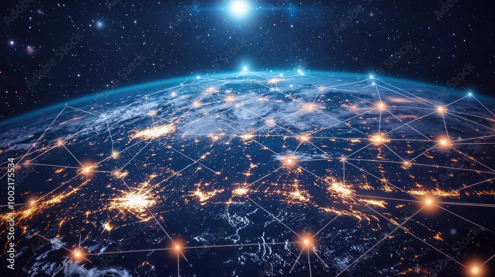 Obraz premium A global network of servers interconnected, representing the infrastructure of the worldwide web.