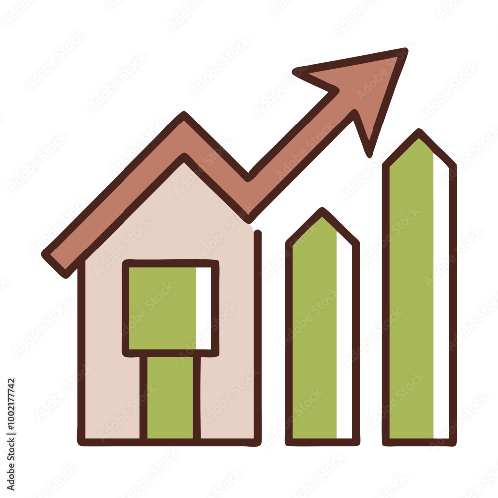 House Icon Bar Chart with Upward Arrows Stunning Vector Illustration
House Icon Bar Chart with Upward Arrows Stunning Vector Illustration