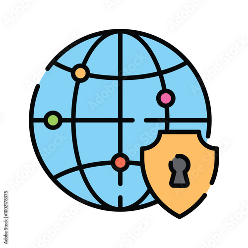 A secure network icon symbolizes protected connectivity and cybersecurity measures