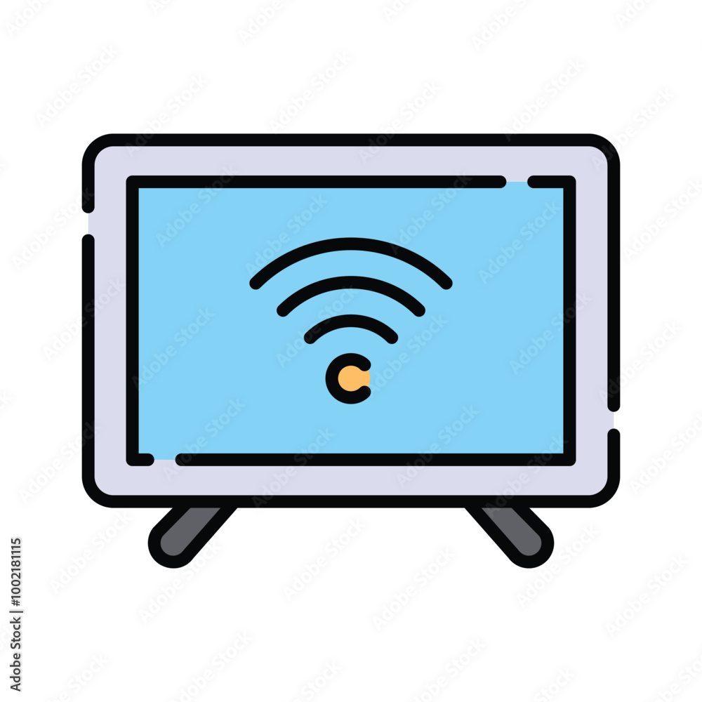 A television screen with a Wi-Fi symbol, representing wireless streaming A television screen with a Wi-Fi symbol, representing wireless streaming