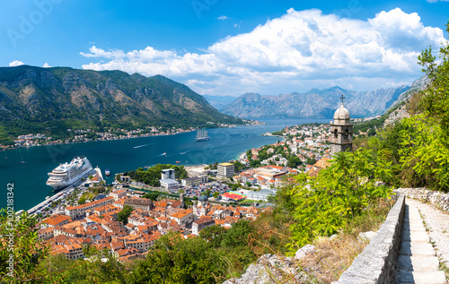 Obraz na płótnie view on Kotor bay with old church in Montenegro w salonie