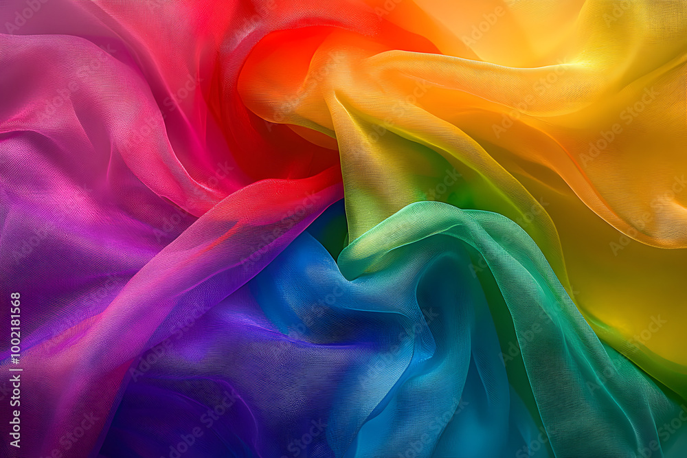 Obraz premium Happy pride month background with rainbow fabric.