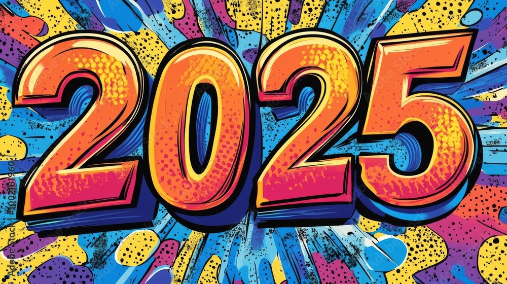 Fototapeta premium 2025年のニューイヤーサイン