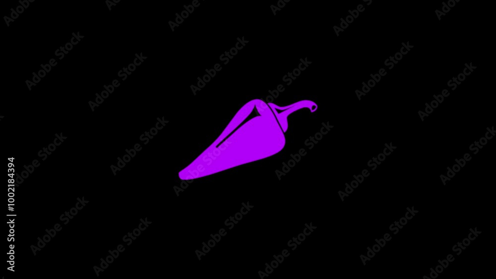 Chili pepper icon k color animation on black background Chili pepper icon k color animation on black background