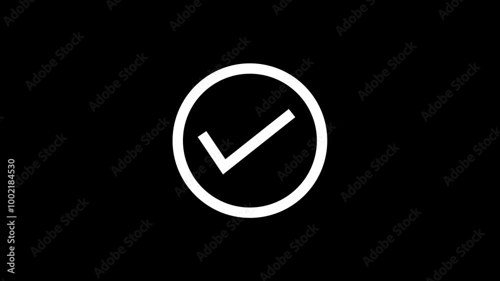 Tick mark icon animated on a black background. Tick mark icon animated on a black background.