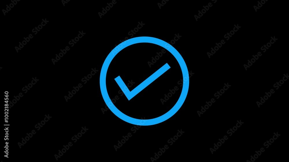 Tick mark icon animated on a black background. Tick mark icon animated on a black background.