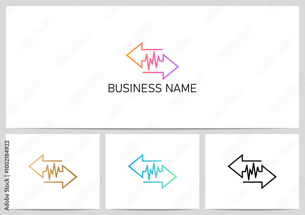 Arrow Opposite Direction Line Chart Sound Wave in The Middle Logo Design Arrow Opposite Direction Line Chart Sound Wave in The Middle Logo Design