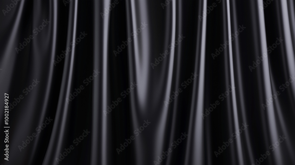 Fototapeta premium A luxurious image of flowing black velvet curtains.
