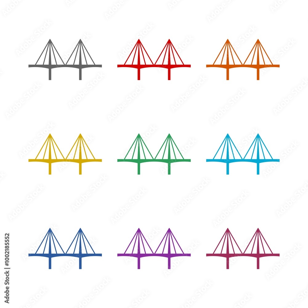 Bridge icon icon isolated on white background. Set icons colorful Bridge icon icon isolated on white background. Set icons colorful