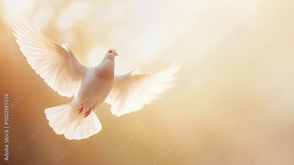 White dove flies through the air White dove flies through the air