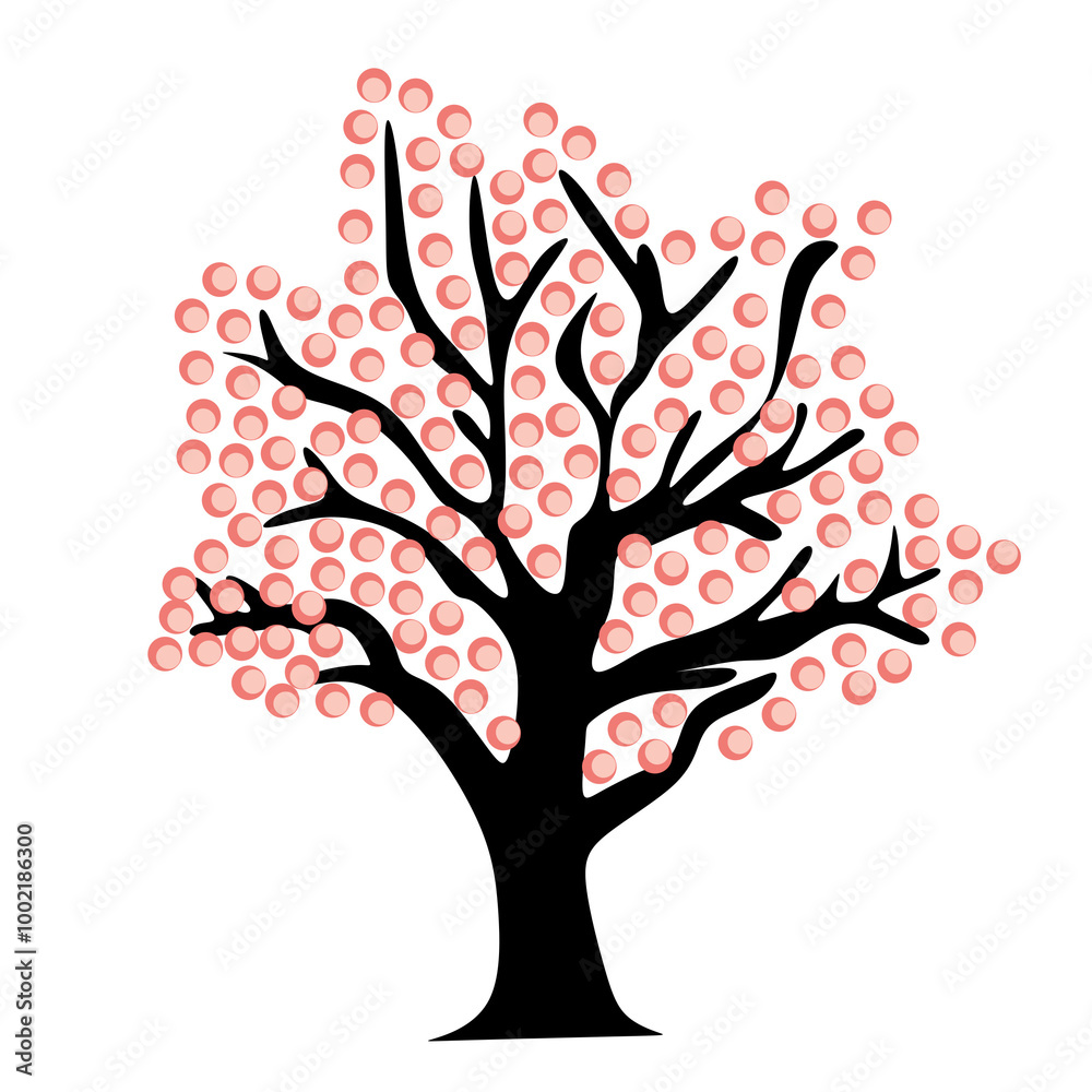 Fototapeta premium pink cherry trees vector illustration