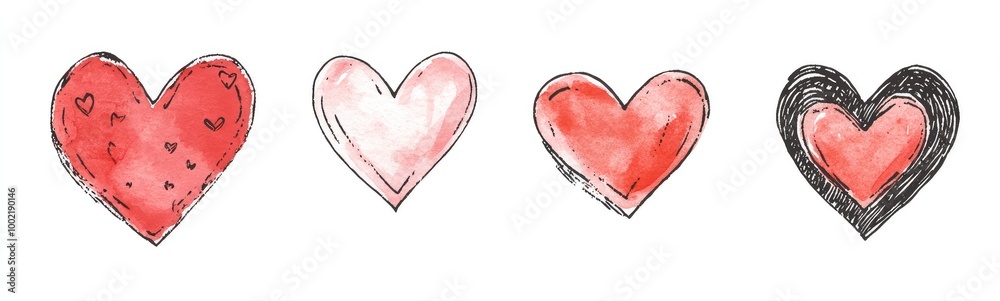 Creative Heart-Shaped Ribbon and Doodle Line Heart Design Creative Heart-Shaped Ribbon and Doodle Line Heart Design