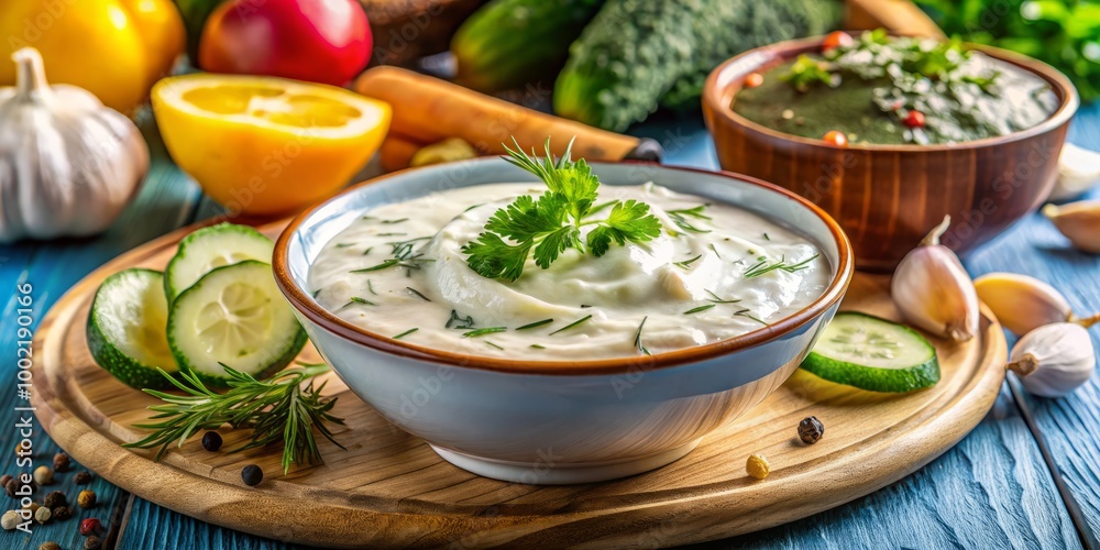 Savor a rich, traditional Greek tzatziki sauce crafted with sour cream yogurt, perfect for enhancing dips and Savor a rich, traditional Greek tzatziki sauce crafted with sour cream yogurt, perfect for enhancing dips and