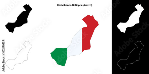 Castelfranco Di Sopra (Tuscany) outline map set photo