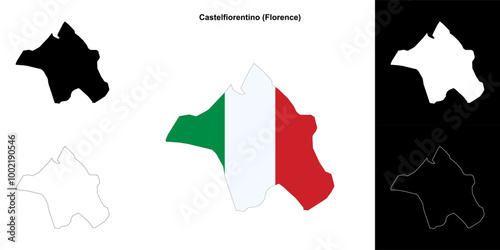 Castelfiorentino (Tuscany) outline map set photo