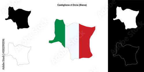 Castiglione d Orcia (Tuscany) outline map set photo