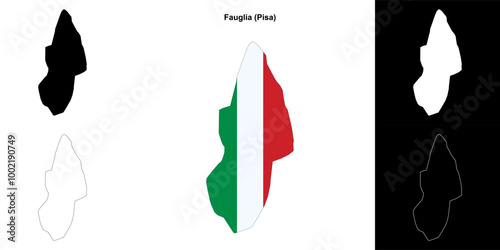 Fauglia (Tuscany) outline map set