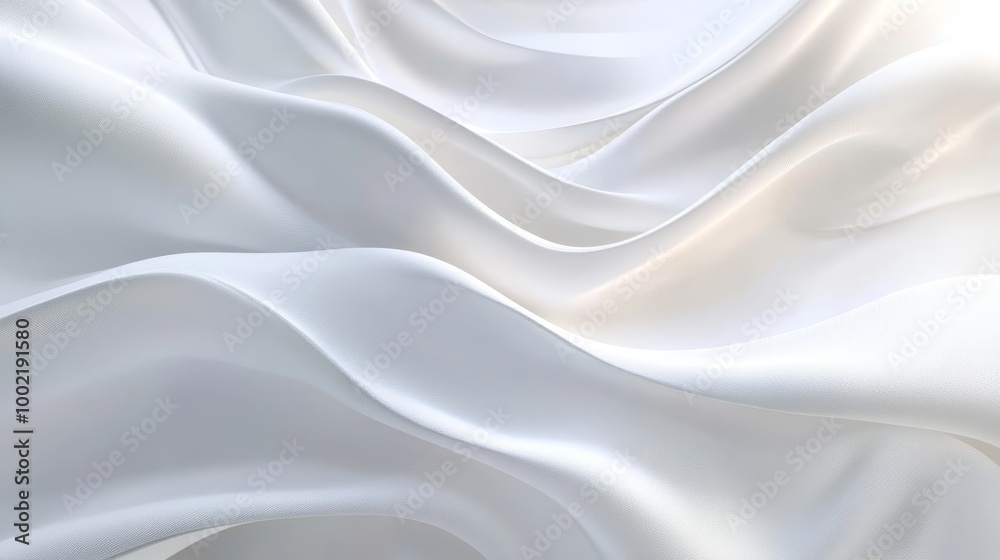 Obraz premium Serene Elegance - Abstract White Background with Flowing Waves and Soft Gradients for Modern Presentations and Luxury Branding