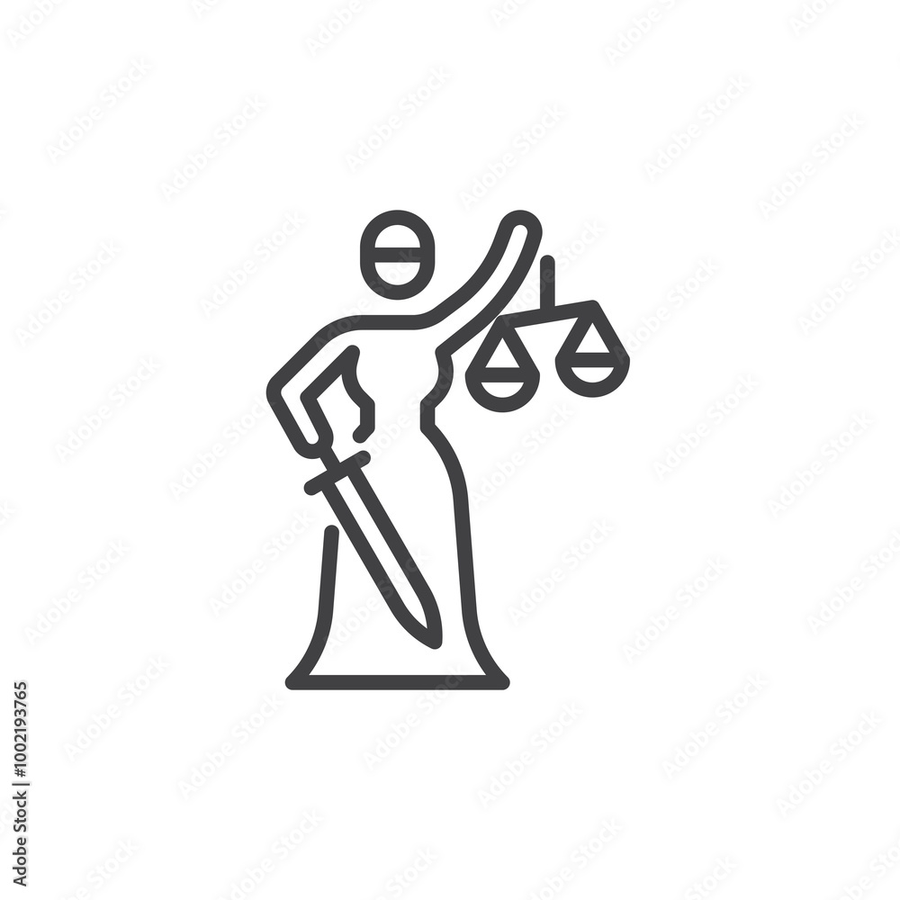 Justice symbol line icon
