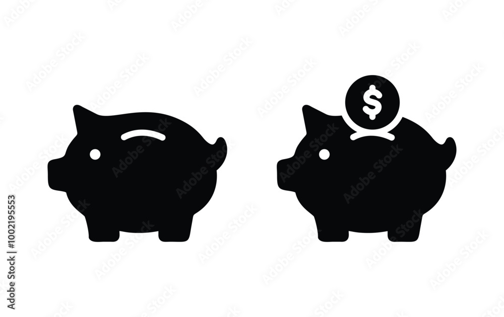 Piggy bank icon, piggy bank sign vector