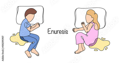 Enuresis. Color vector