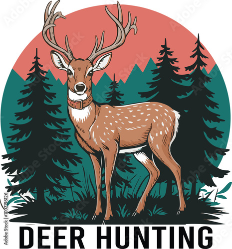 Deer hunting illutration vector .