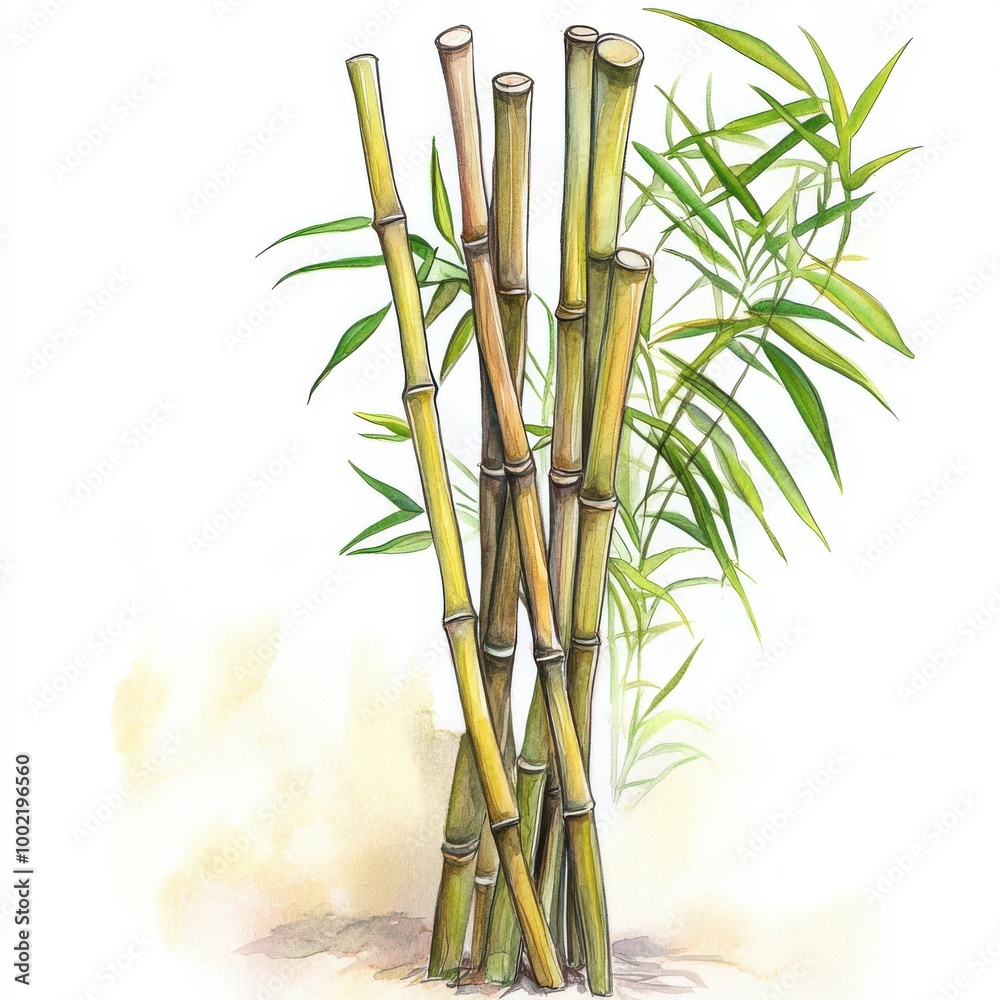 Obraz premium A collection of bamboo stalks showcasing their vibrant green and yellow hues, symbolizing resilience and natural beauty.