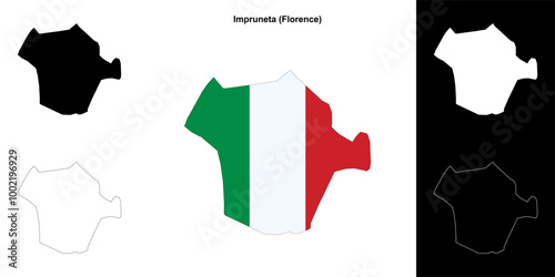 Impruneta (Tuscany) outline map set photo