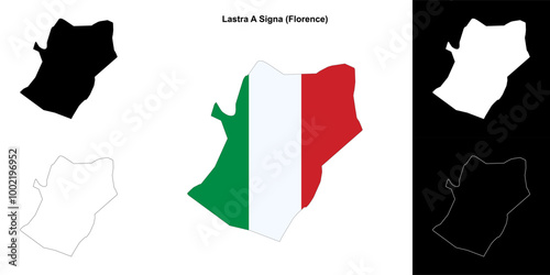 Lastra A Signa (Tuscany) outline map set