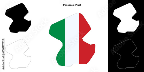 Ponsacco (Tuscany) outline map set photo