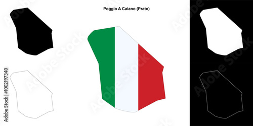 Poggio A Caiano (Tuscany) outline map set photo