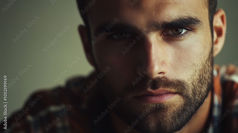 Close-up Portrait of a Man with a Beard and Intense Eyes Close-up Portrait of a Man with a Beard and Intense Eyes