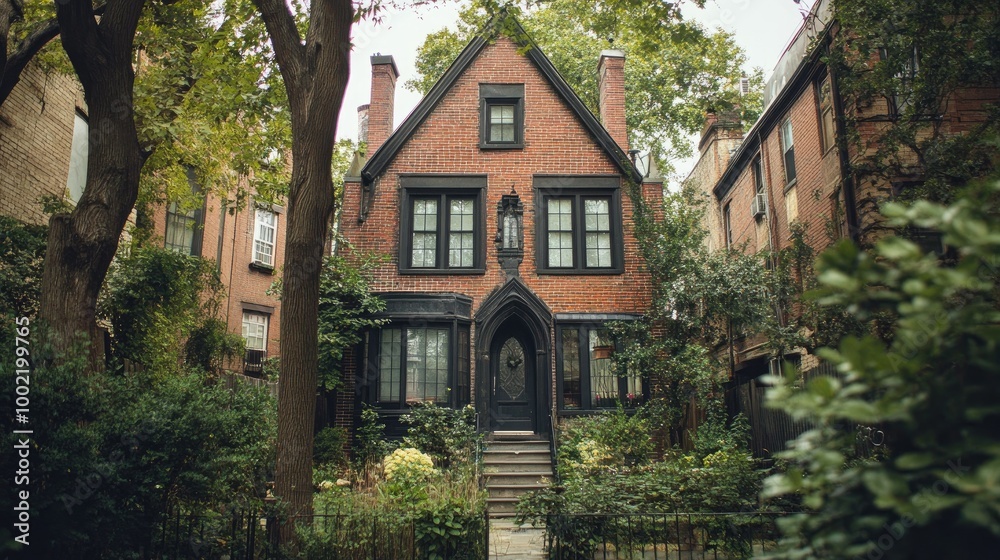 Charming brick house in the city, with ample space for copy in the sky. Charming brick house in the city, with ample space for copy in the sky.