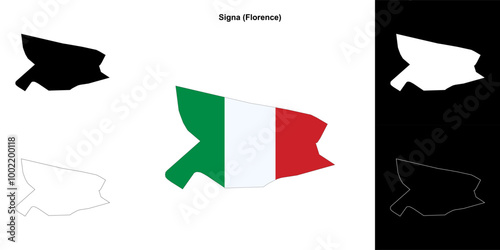 Signa (Tuscany) outline map set