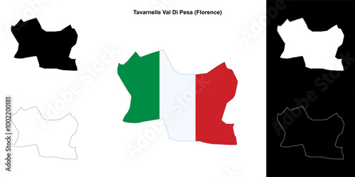 Tavarnelle Val Di Pesa (Tuscany) outline map set photo