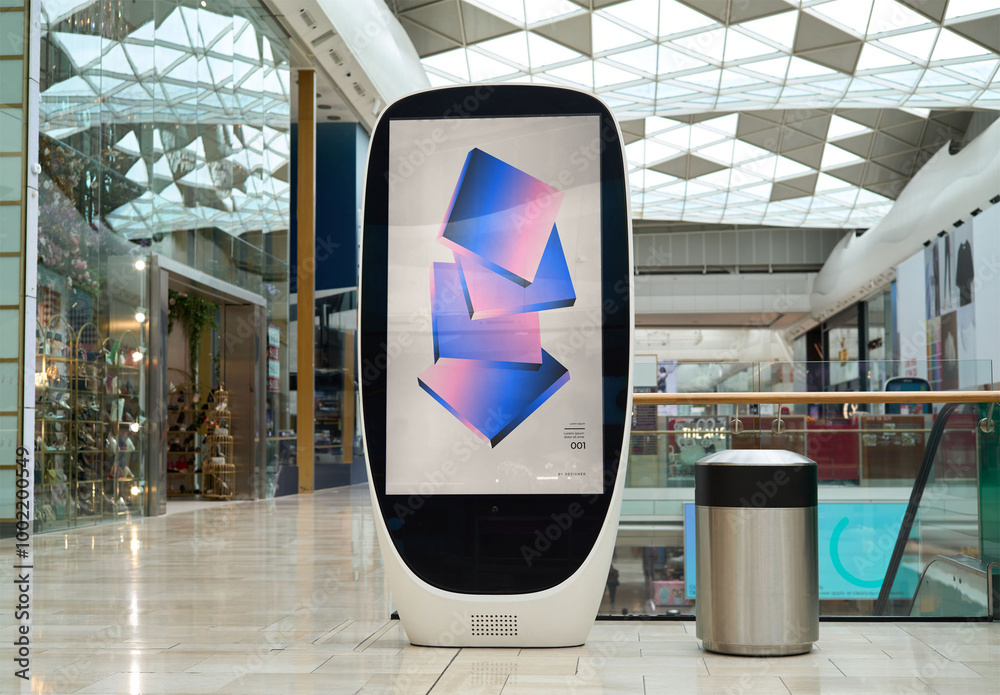 Mockup Of Vertical Customized Digital Display Inside Building Stock ...